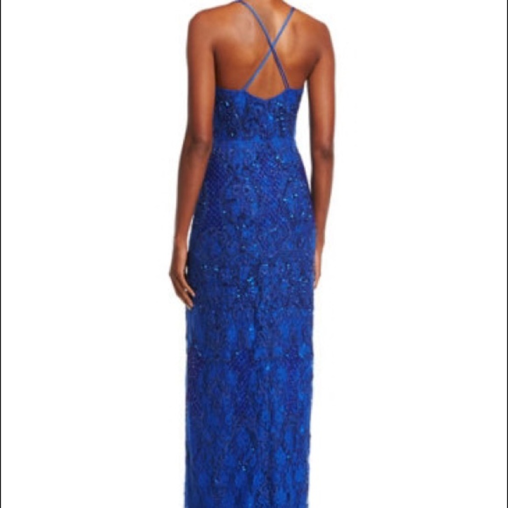 Neiman Marcus Classy beaded Royal blue long dress